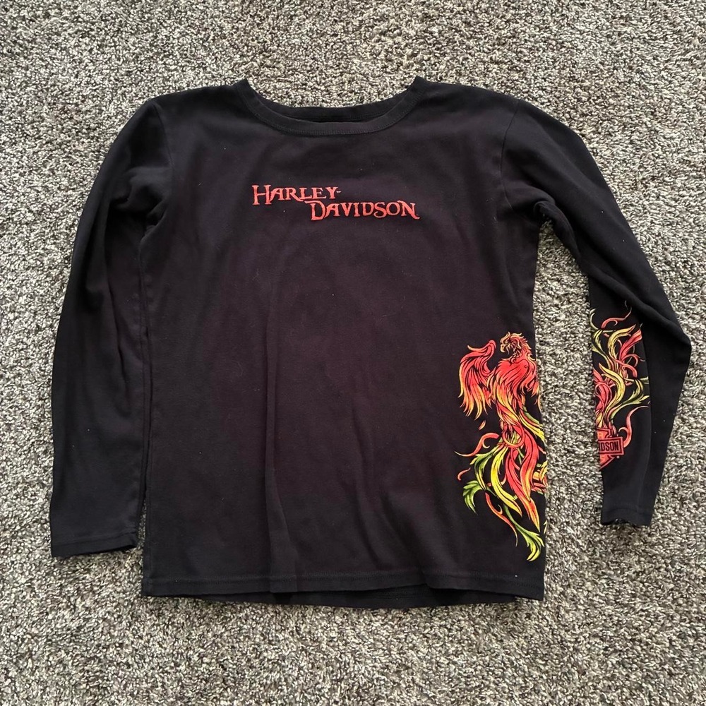 Vintage 2009 Harley-Davidson Women's XL Black Long Sleeve USA T-Shirt